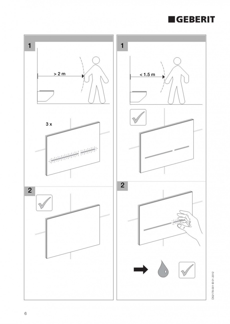 Pagina 6-Clapeta de actionare electronica Geberit Sigma80 GEBERIT Instructiuni montaj, utilizare Germana,...