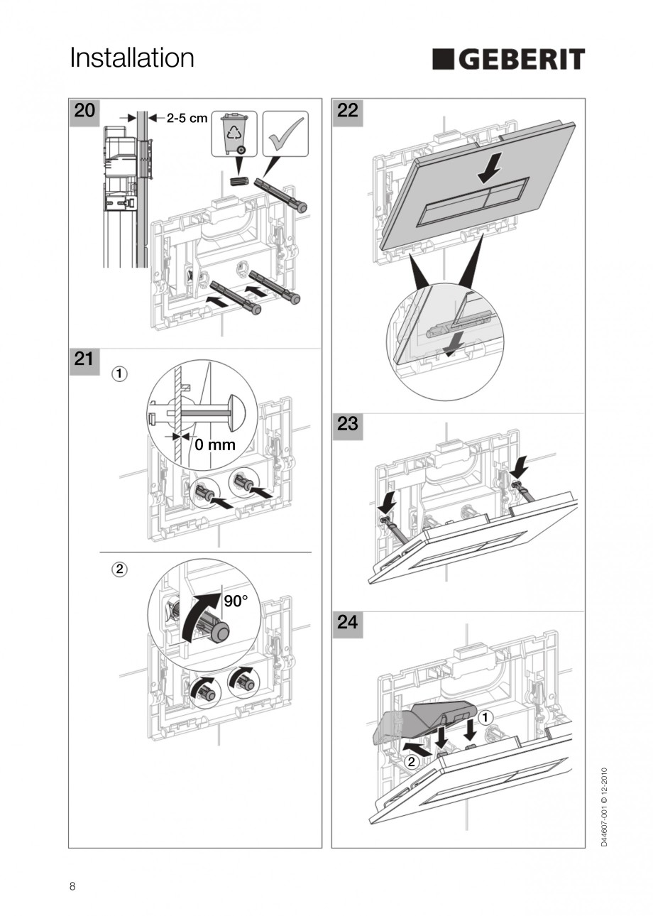 Pagina 8-Clapeta de actionare Sigma40 GEBERIT DuoFresh Instructiuni montaj, utilizare Engleza 