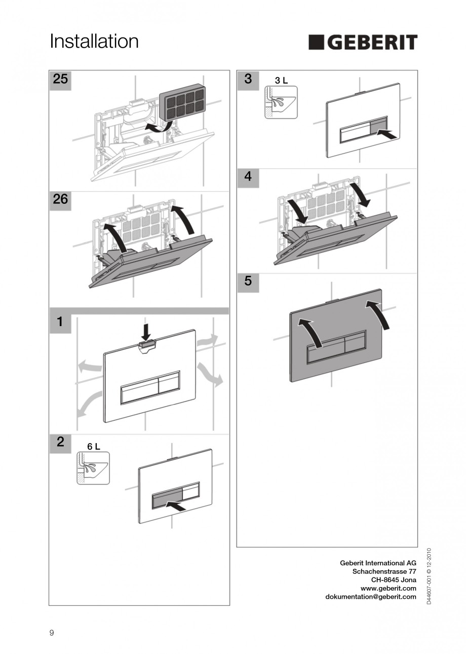 Pagina 9-Clapeta de actionare Sigma40 GEBERIT DuoFresh Instructiuni montaj, utilizare Engleza 