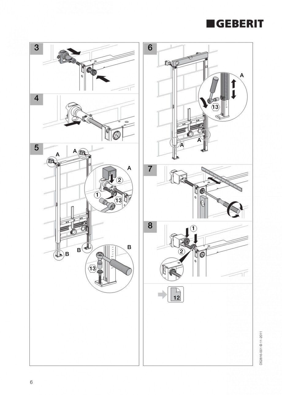 Pagina 6-Rezervor incastrat Duofix pentru bideu GEBERIT Instructiuni montaj, utilizare Engleza 50 340 360

2
...