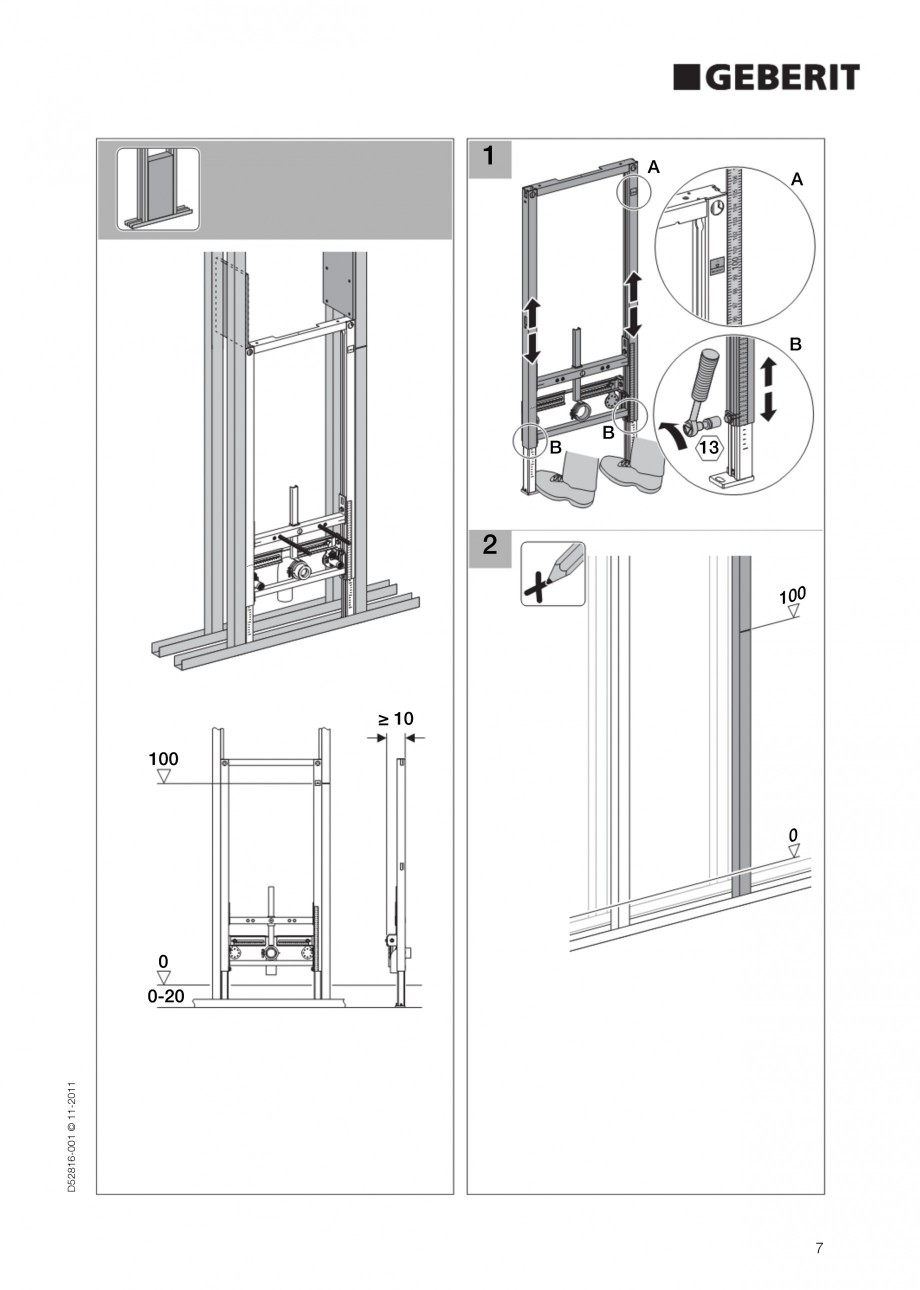 Pagina 7-Rezervor incastrat Duofix pentru bideu GEBERIT Instructiuni montaj, utilizare Engleza 