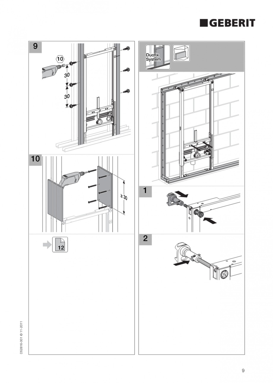 Pagina 9-Rezervor incastrat Duofix pentru bideu GEBERIT Instructiuni montaj, utilizare Engleza 