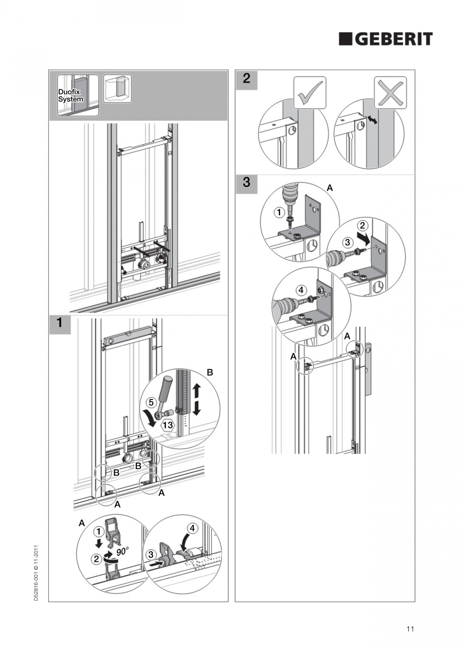 Pagina 11-Rezervor incastrat Duofix pentru bideu GEBERIT Instructiuni montaj, utilizare Engleza 