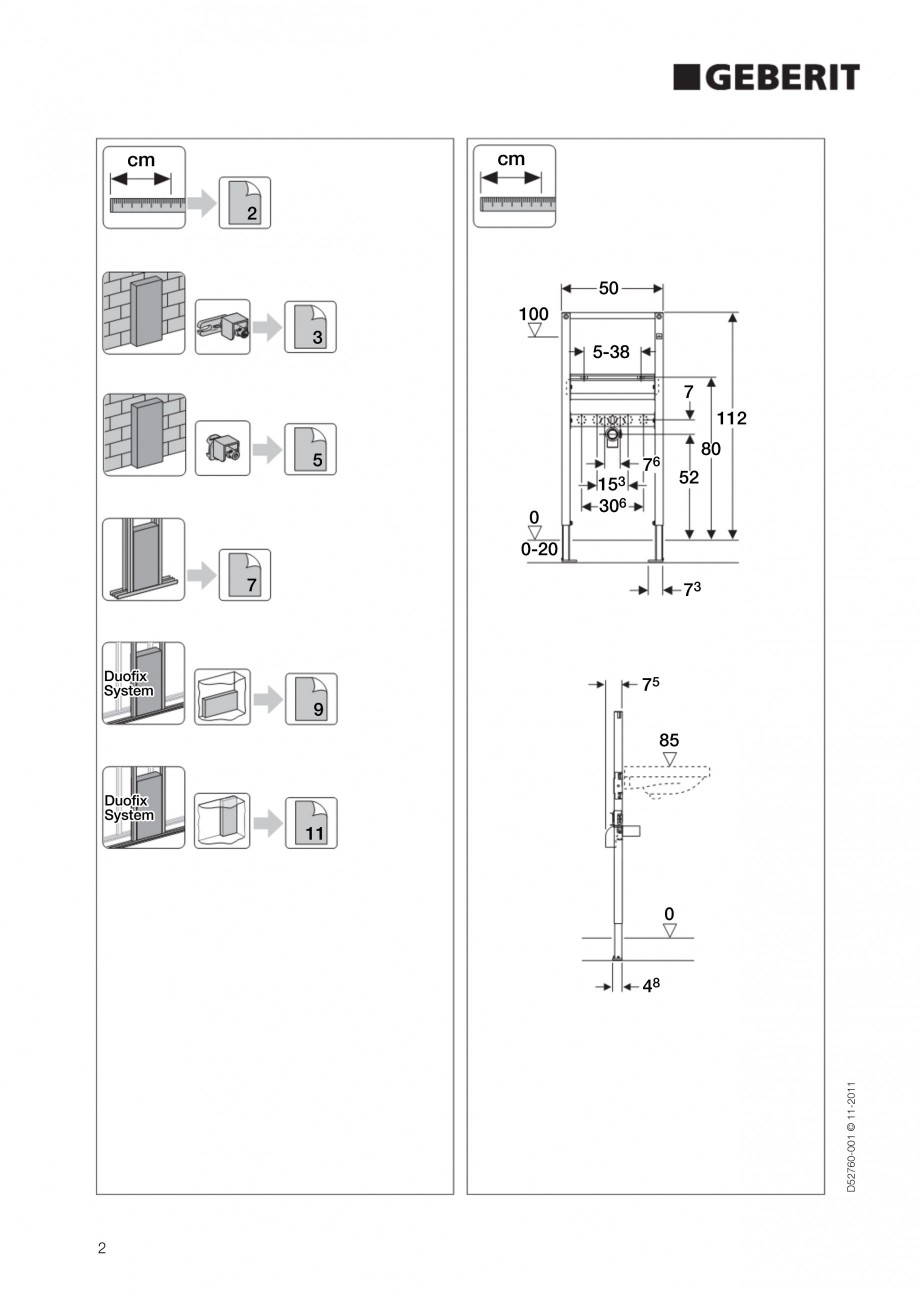 Pagina 2-Rezervor incastrat Duofix pentru lavoar GEBERIT Instructiuni montaj, utilizare Engleza A

B A A...