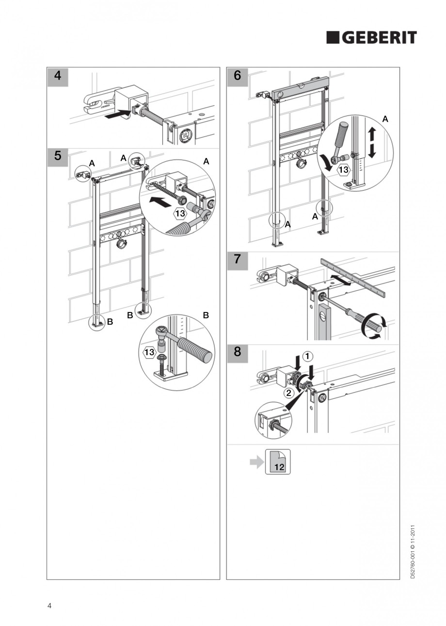 Pagina 4-Rezervor incastrat Duofix pentru lavoar GEBERIT Instructiuni montaj, utilizare Engleza 