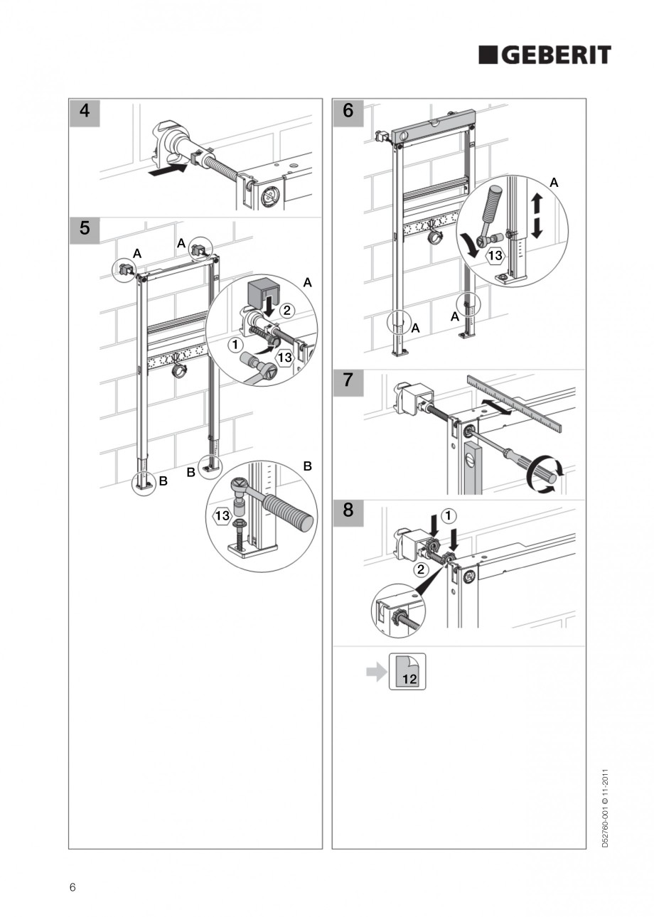 Pagina 6-Rezervor incastrat Duofix pentru lavoar GEBERIT Instructiuni montaj, utilizare Engleza 
