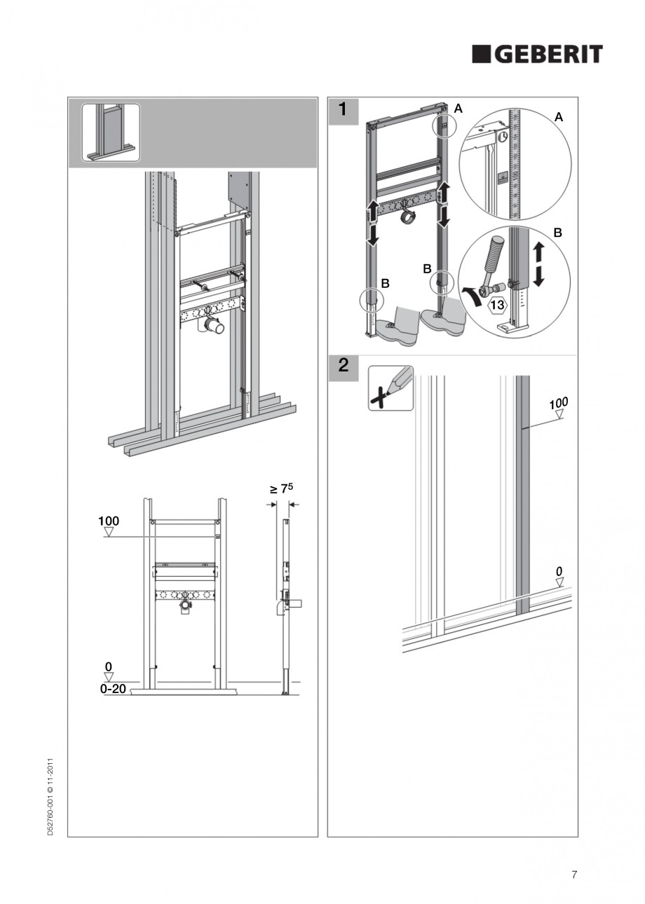 Pagina 7-Rezervor incastrat Duofix pentru lavoar GEBERIT Instructiuni montaj, utilizare Engleza 