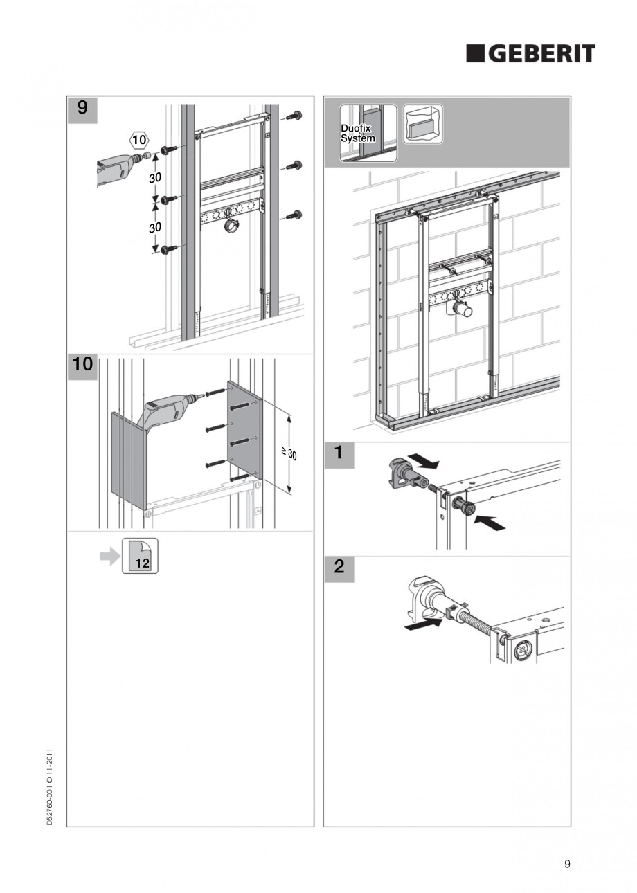 Pagina 9-Rezervor incastrat Duofix pentru lavoar GEBERIT Instructiuni montaj, utilizare Engleza 