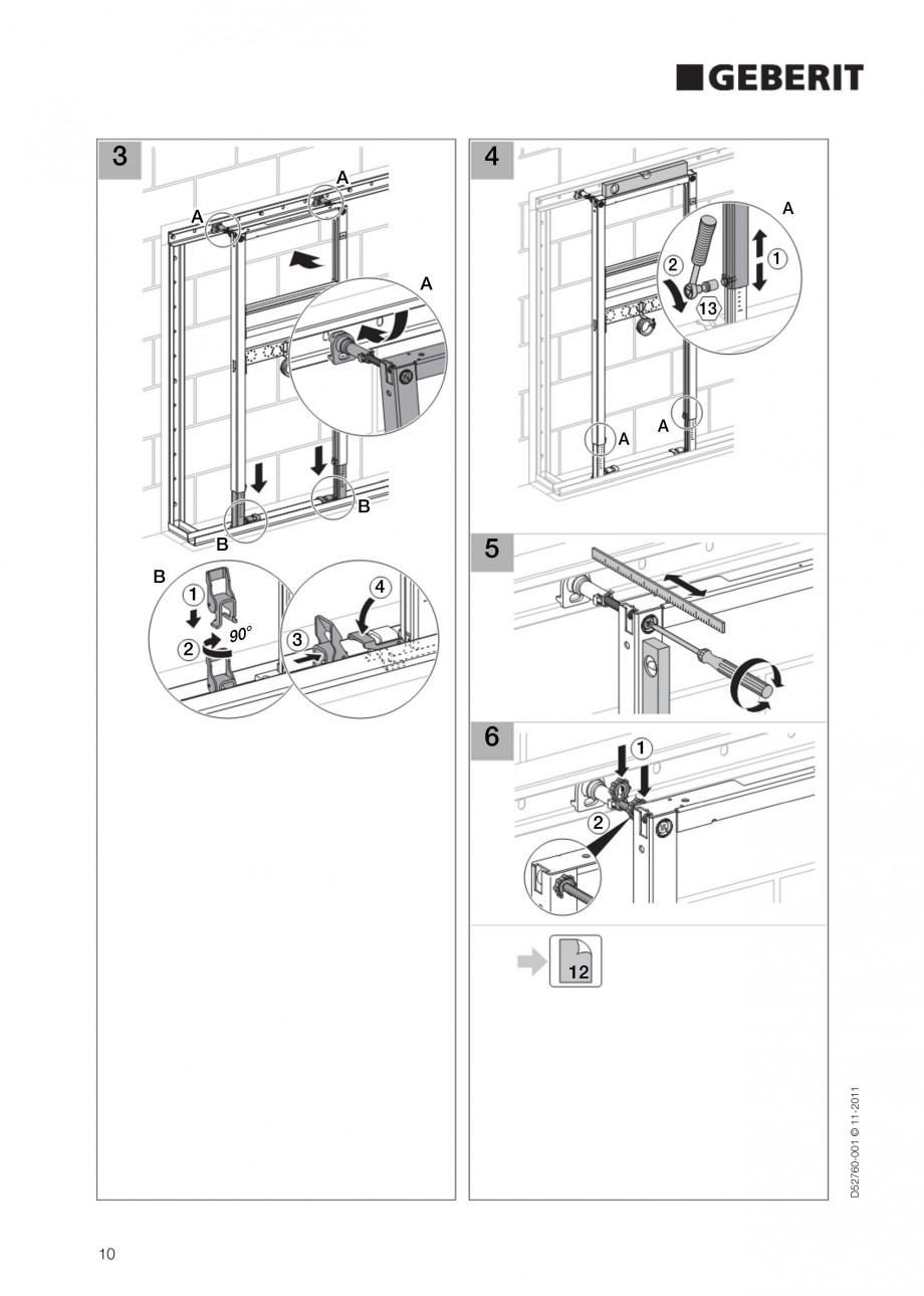 Pagina 10-Rezervor incastrat Duofix pentru lavoar GEBERIT Instructiuni montaj, utilizare Engleza 