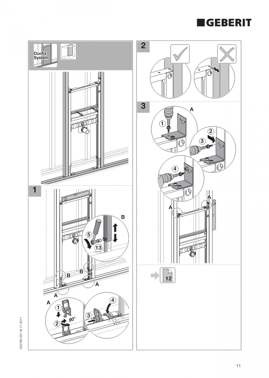 Pagina 11-Rezervor incastrat Duofix pentru lavoar GEBERIT Instructiuni montaj, utilizare Engleza 