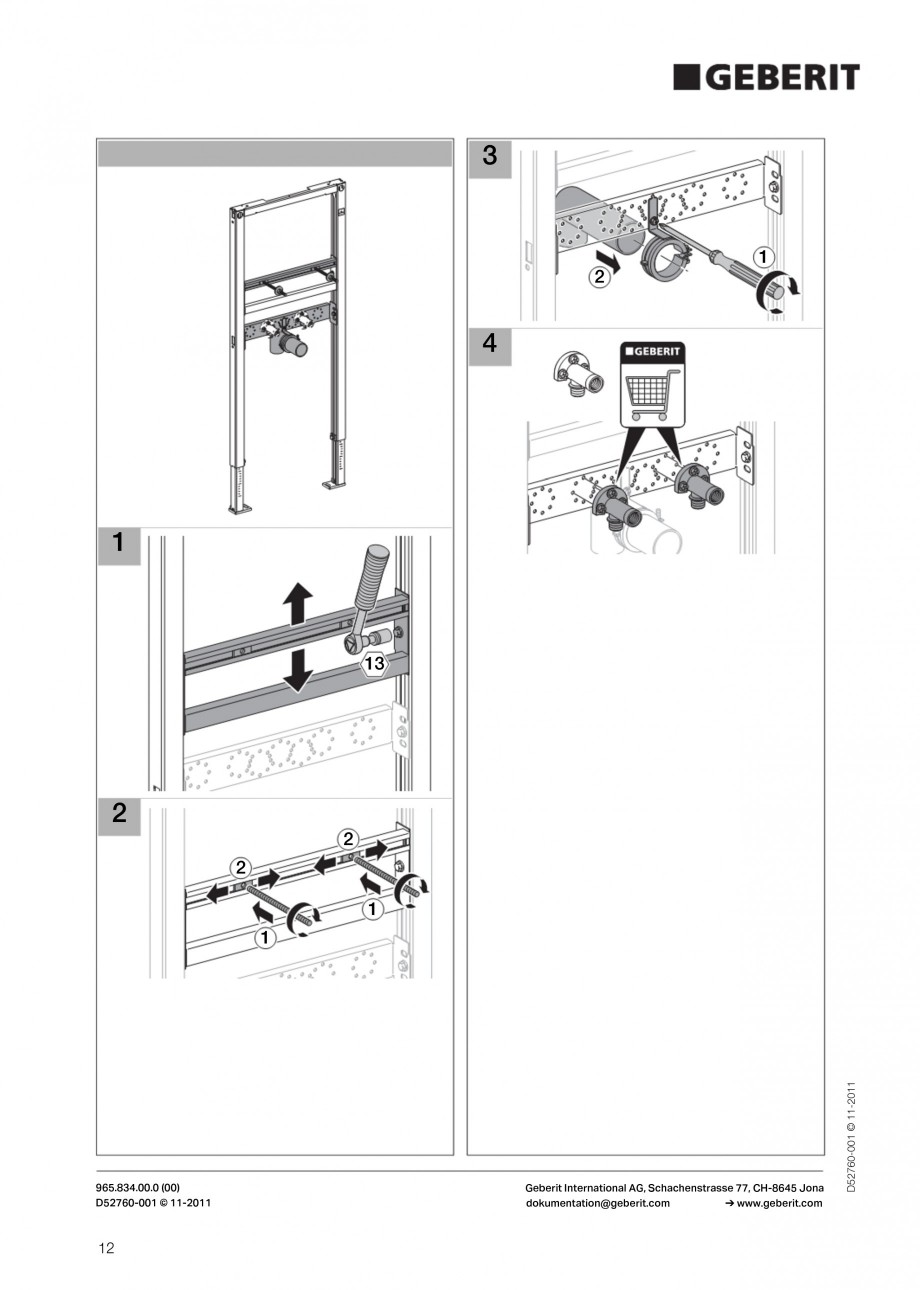 Pagina 12-Rezervor incastrat Duofix pentru lavoar GEBERIT Instructiuni montaj, utilizare Engleza 