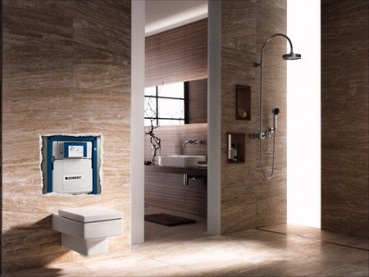 Prezentare amenajare baie cu sistem de WC incastrat AquaClean DuoFresh Monolith Amenajari camere de baie cu