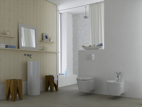 GEBERIT Exemplificarea amenajarii baii cu sisteme de WC incastrate - Sisteme incastrabile pentru WC pisoare bideuri