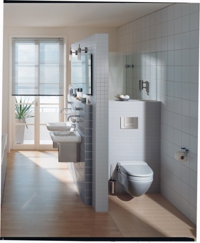 Exemplificarea amenajarii toaletei cu sisteme de WC incastrate AquaClean DuoFresh Monolith Amenajari camere de baie cu