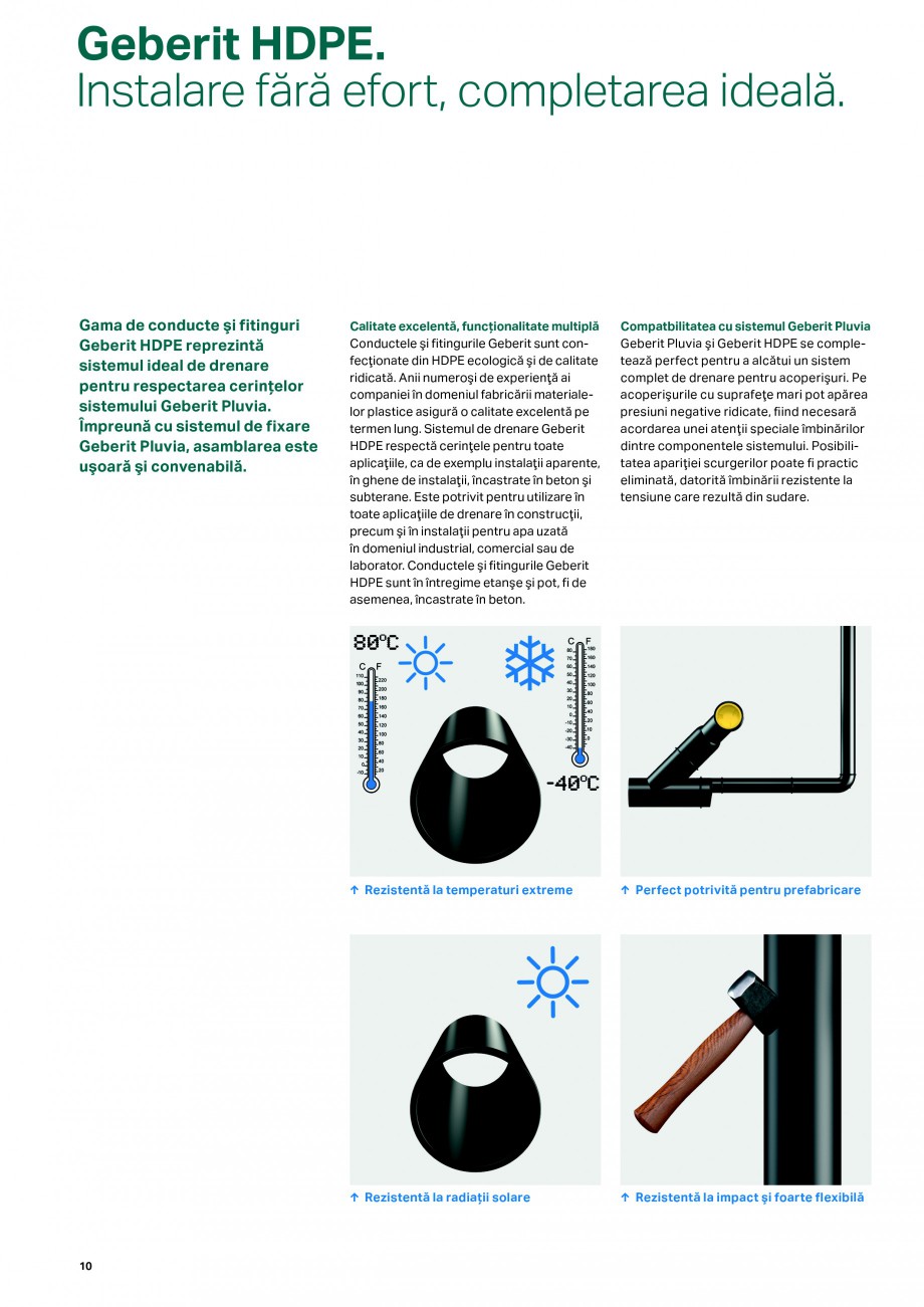 Pagina 10-Sistemul de drenare pentru acoperisuri Geberit Pluvia GEBERIT Catalog, brosura Romana tru utilizare ...