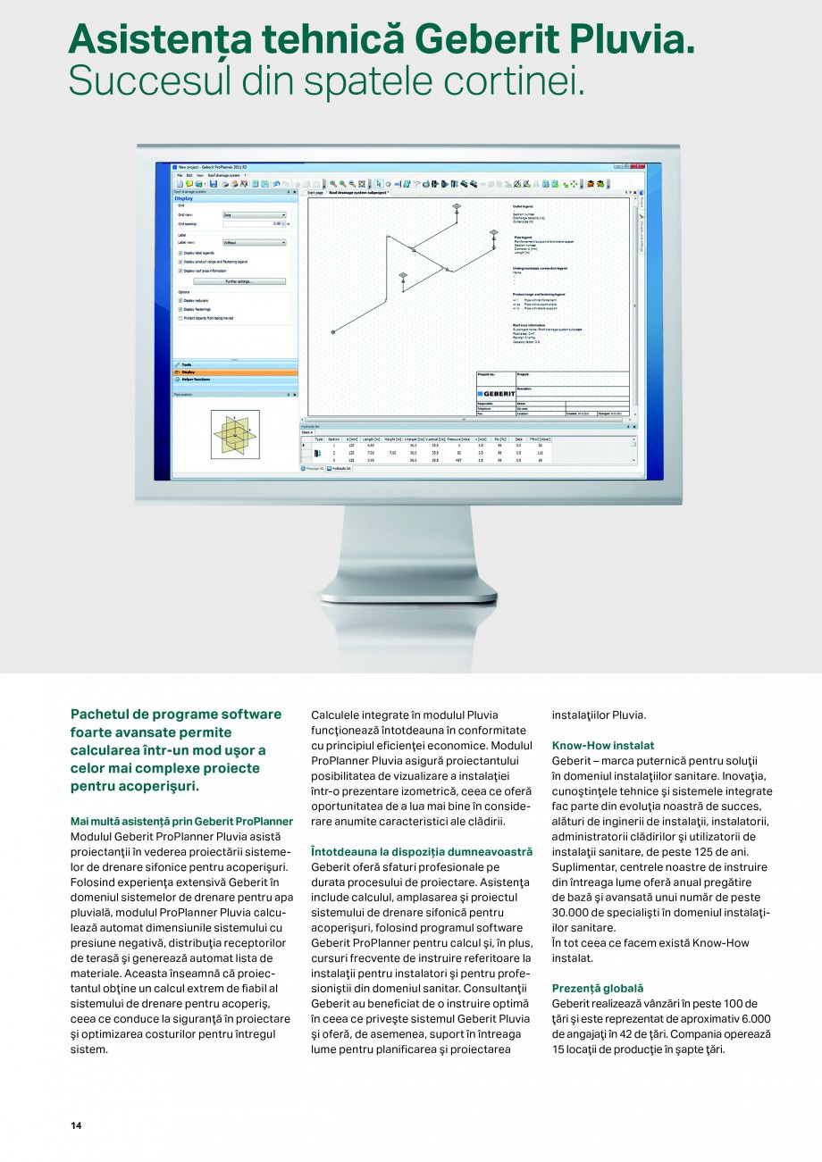 Pagina 14-Sistemul de drenare pentru acoperisuri Geberit Pluvia GEBERIT Catalog, brosura Romana te avansate...