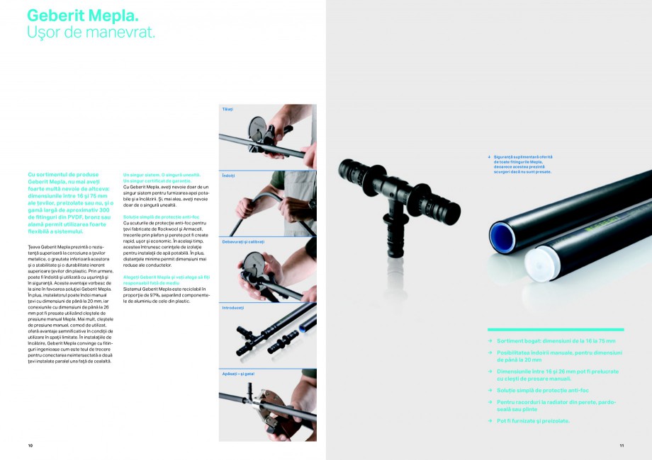 Pagina 6-Sisteme de alimentare Geberit GEBERIT Catalog, brosura Romana onexiuni permanent etanşe. → 	...