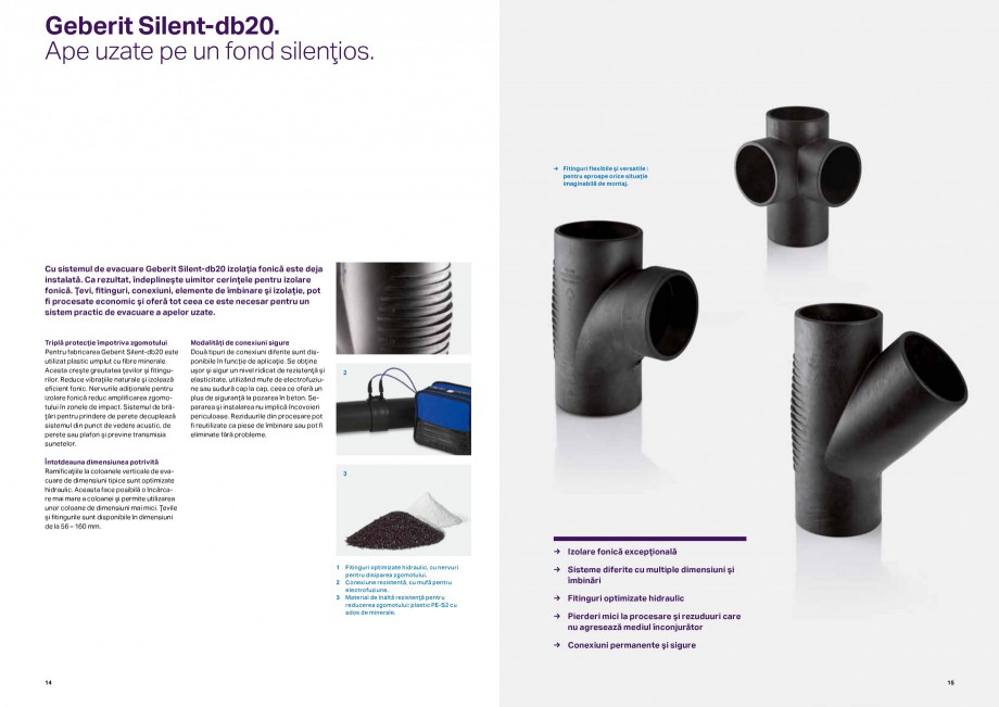 Pagina 8-Sisteme de evacuare Geberit, fitinguri si sifoane de evacuare GEBERIT Catalog, brosura Romana...