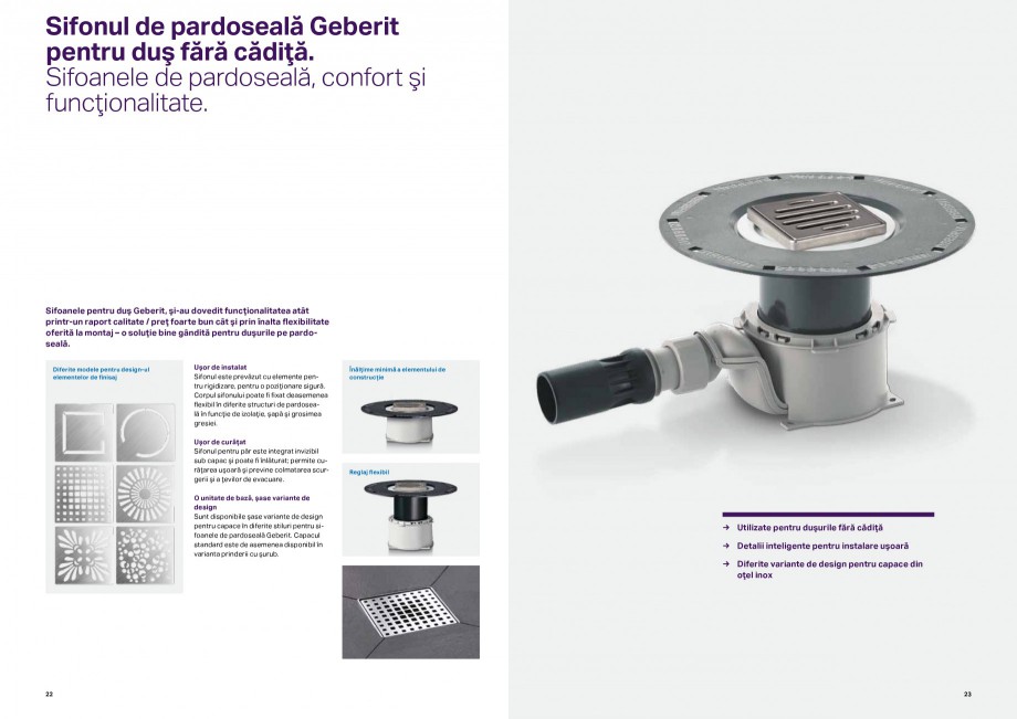 Pagina 12-Sisteme de evacuare Geberit, fitinguri si sifoane de evacuare GEBERIT Catalog, brosura Romana iţiei...
