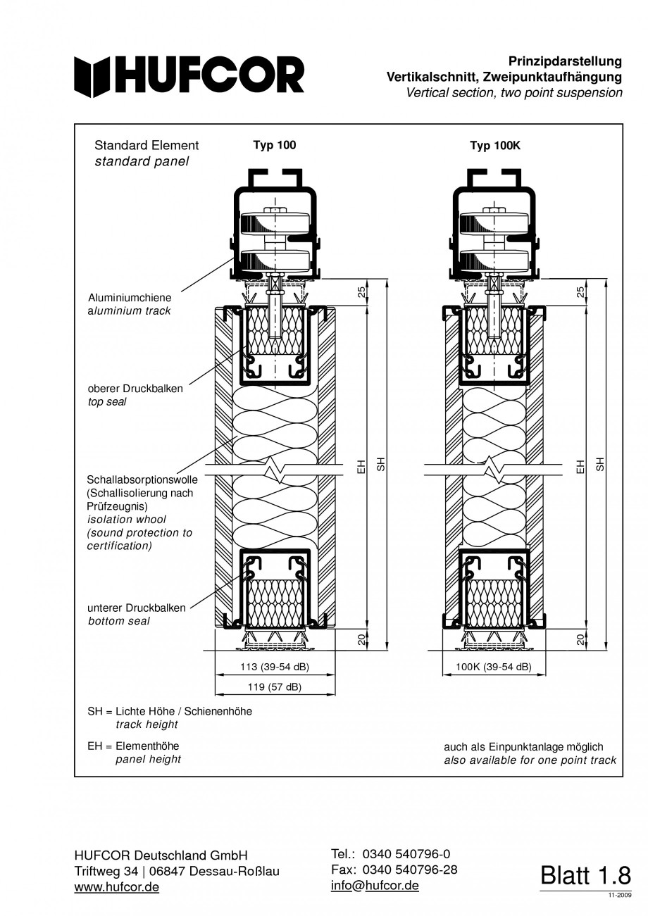 Pagina 9-Pereti amovibili HUFCOR Fisa tehnica Engleza, Germana iftweg 34 | 06847 Dessau-Roßlau www.hufcor.de...