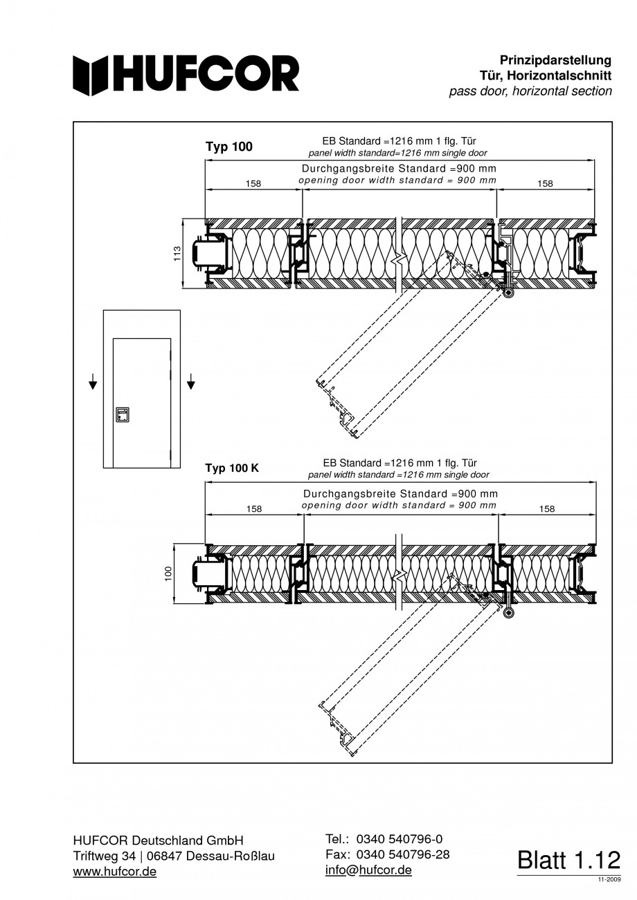 Pagina 13-Pereti amovibili HUFCOR Fisa tehnica Engleza, Germana  e l height auch als Einpunktanlage möglich...
