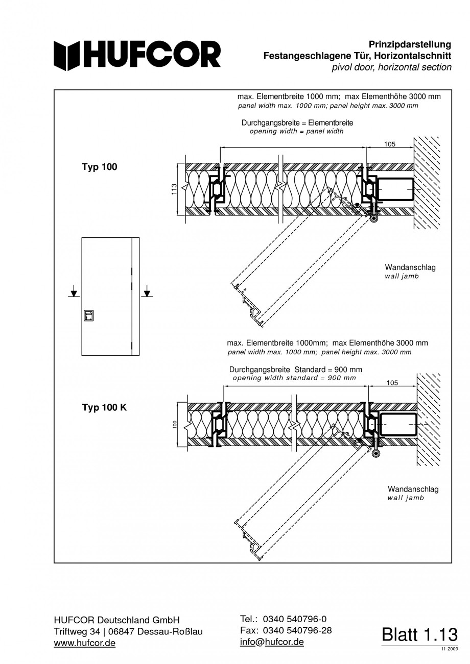Pagina 14-Pereti amovibili HUFCOR Fisa tehnica Engleza, Germana  Deutschland GmbH Triftweg 34 Triftweg 34 |...