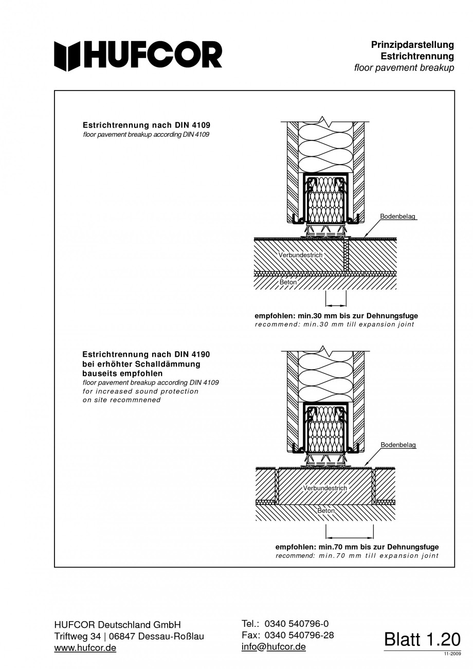 Pagina 21-Pereti amovibili HUFCOR Fisa tehnica Engleza, Germana kontakt Magnetschaltkontakt magnetic switch m ...