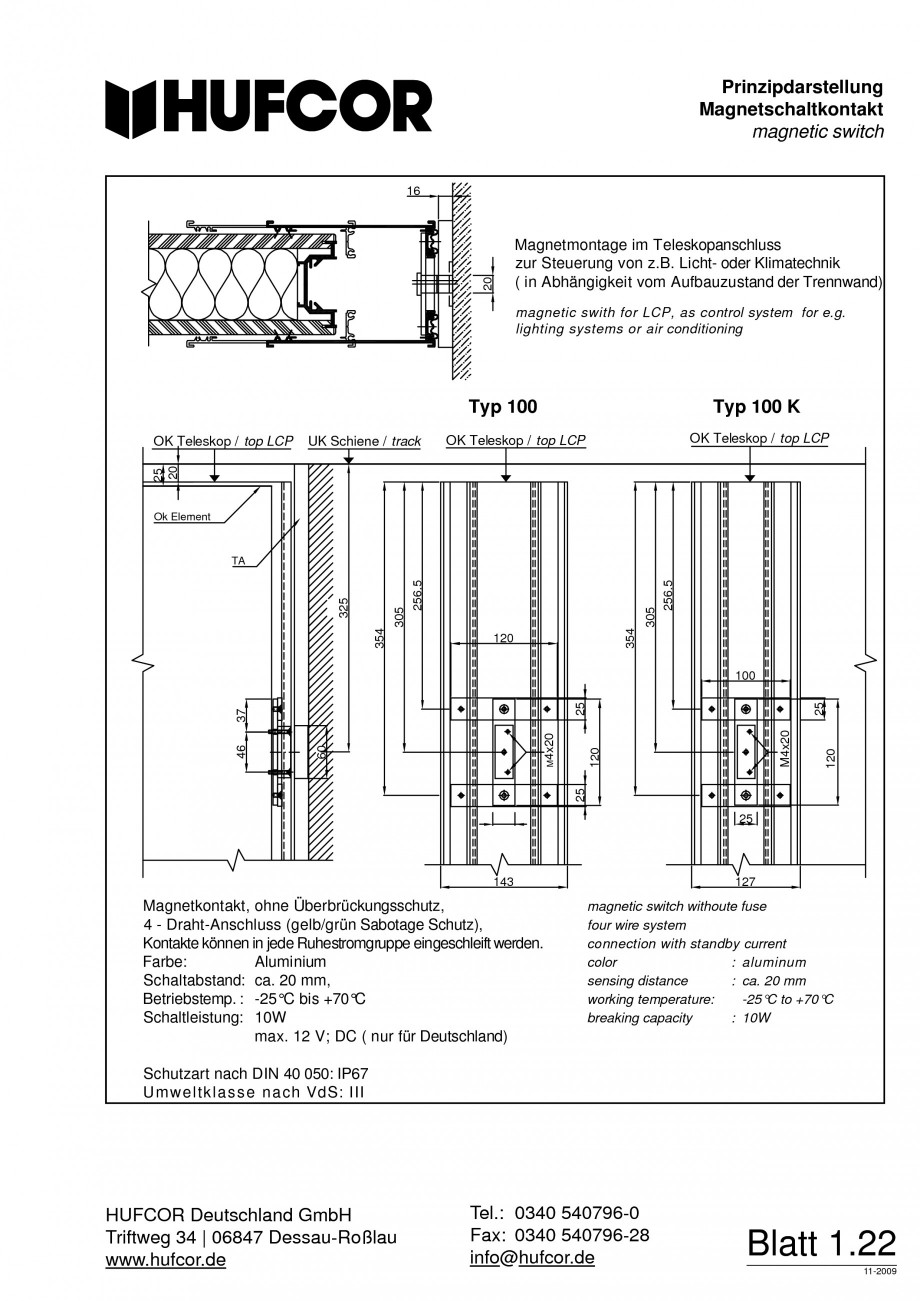 Pagina 23-Pereti amovibili HUFCOR Fisa tehnica Engleza, Germana utschland GmbH Triftweg 34 Triftweg 34 | 06847...
