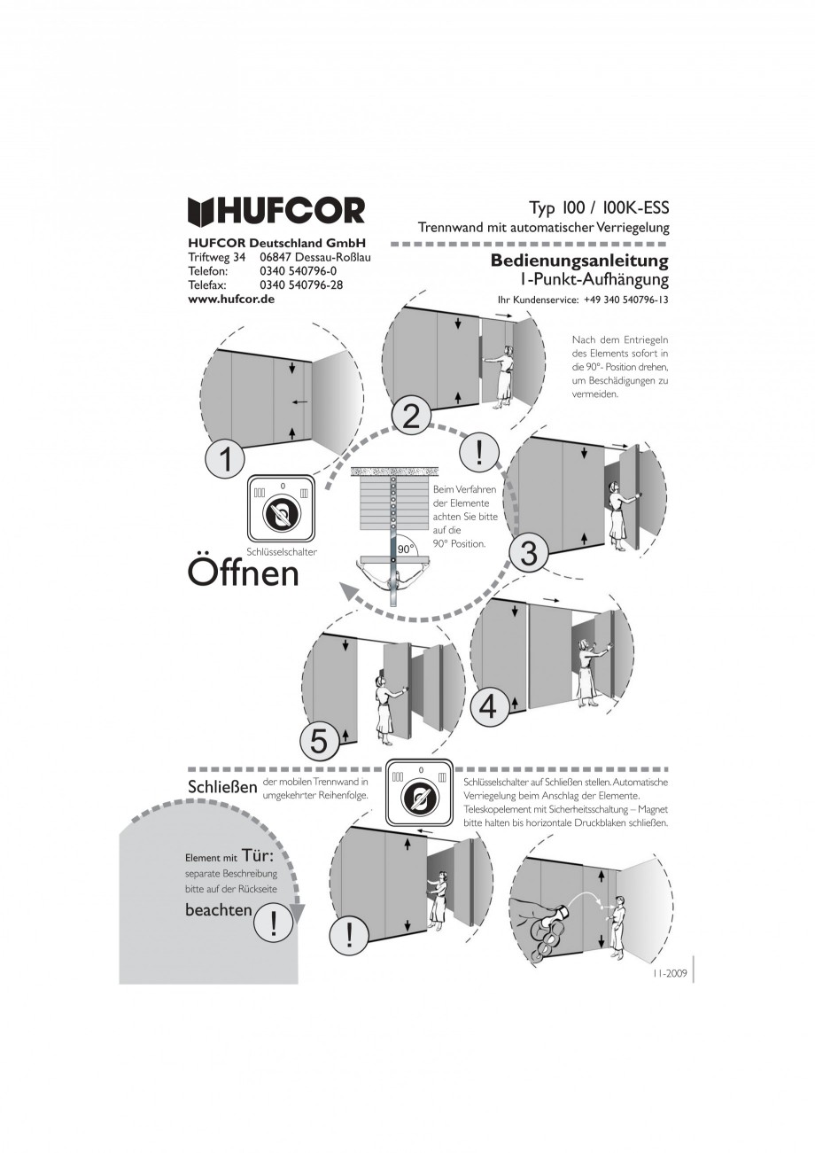 Pagina 37-Pereti amovibili HUFCOR Fisa tehnica Engleza, Germana lung beim Anschlag der Elemente....