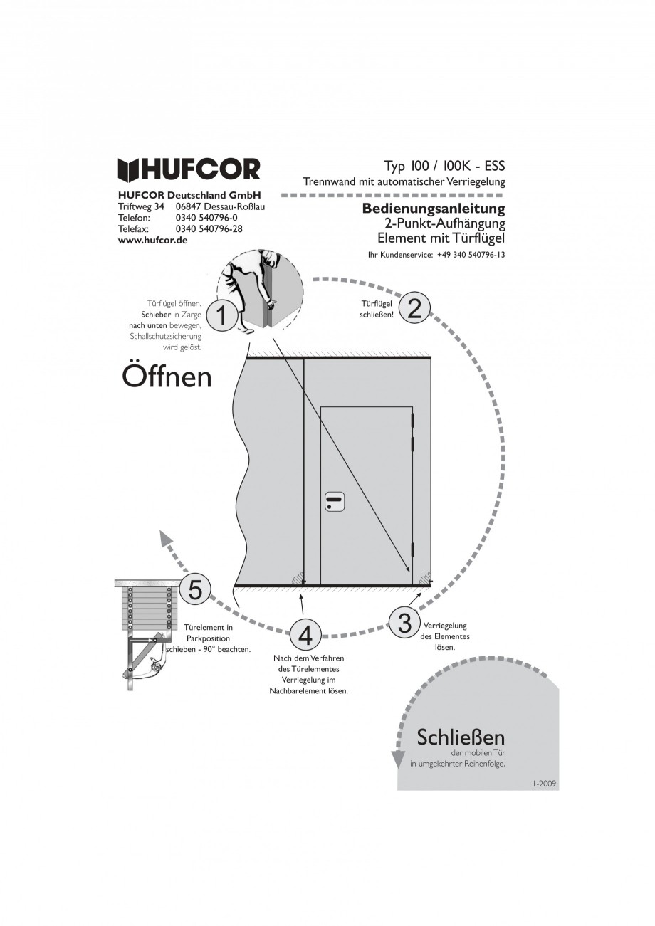 Pagina 42-Pereti amovibili HUFCOR Fisa tehnica Engleza, Germana yp G 3000 Technische Details Movable glass...