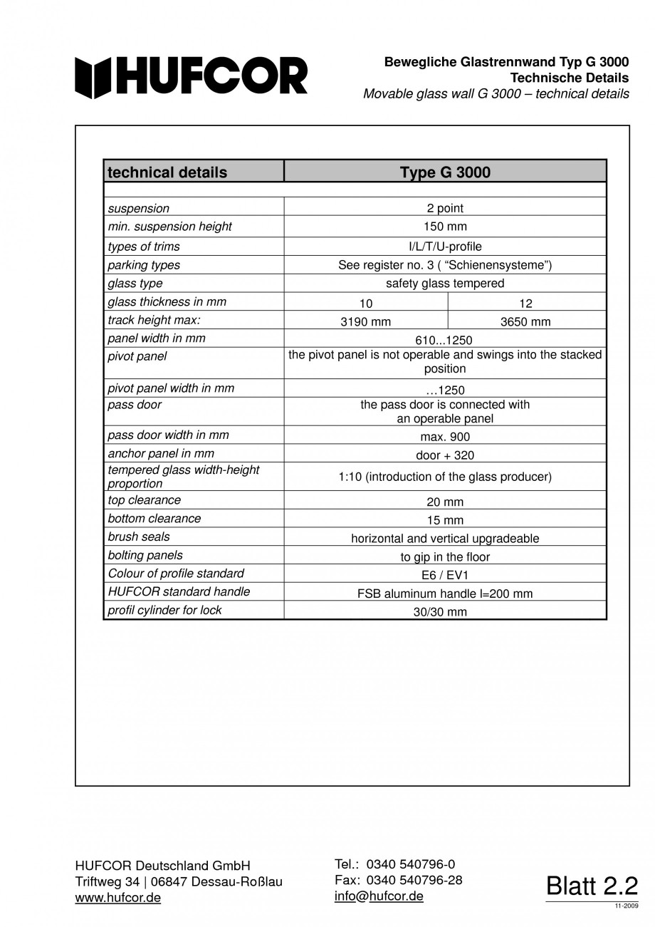 Pagina 46-Pereti amovibili HUFCOR Fisa tehnica Engleza, Germana dle

- Freie Anzahl der Elemente - 10 oder 12 ...
