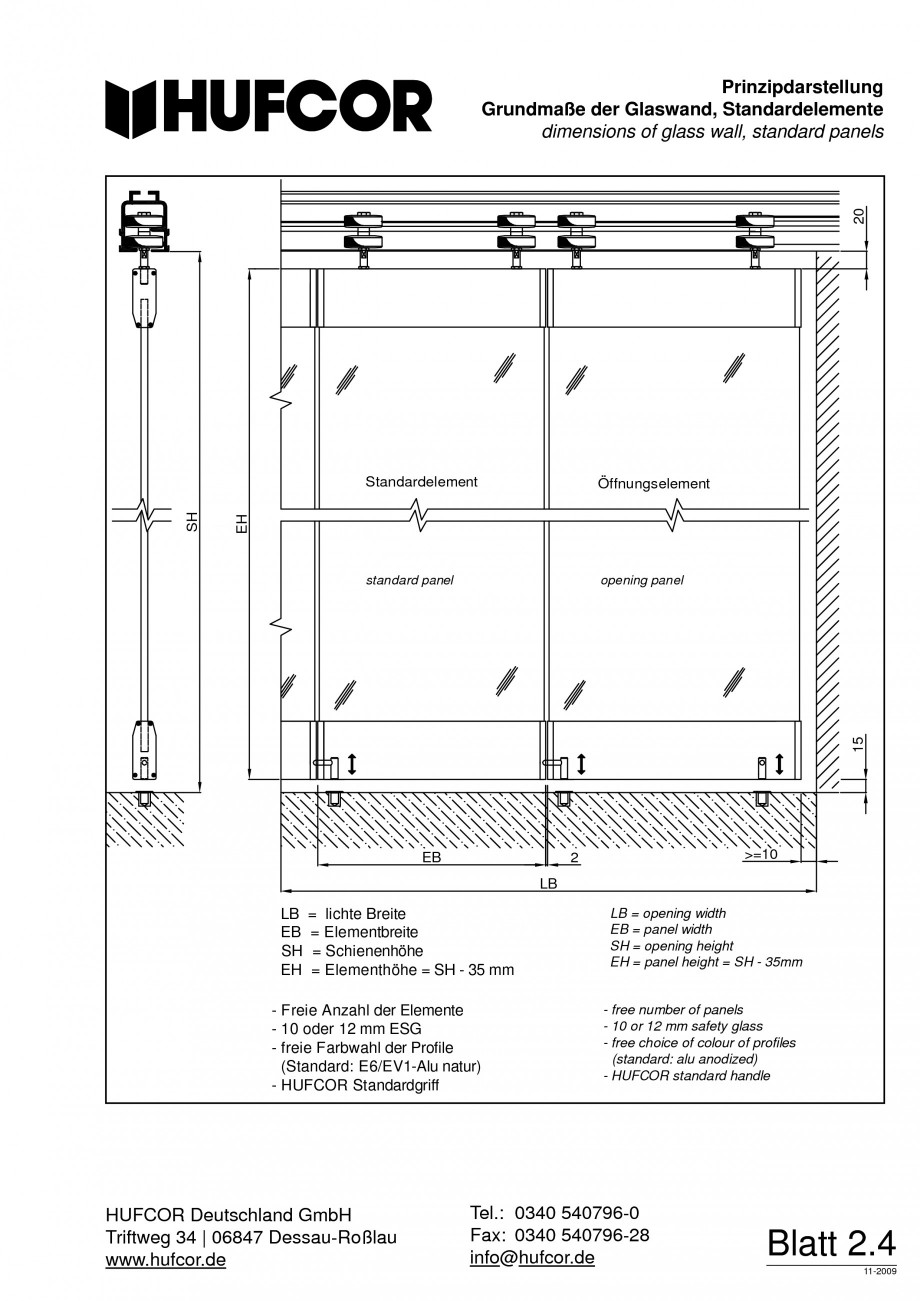 Pagina 48-Pereti amovibili HUFCOR Fisa tehnica Engleza, Germana chland GmbH Triftweg 34 Triftweg 34 | 06847...