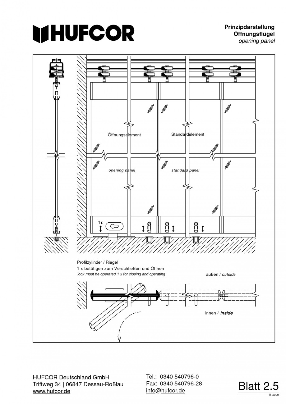 Pagina 49-Pereti amovibili HUFCOR Fisa tehnica Engleza, Germana erung Türflügel beim Verfahren in die...