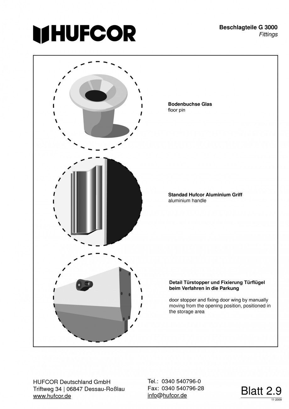 Pagina 53-Pereti amovibili HUFCOR Fisa tehnica Engleza, Germana two point track 4 ... one point carrier 5 ... ...