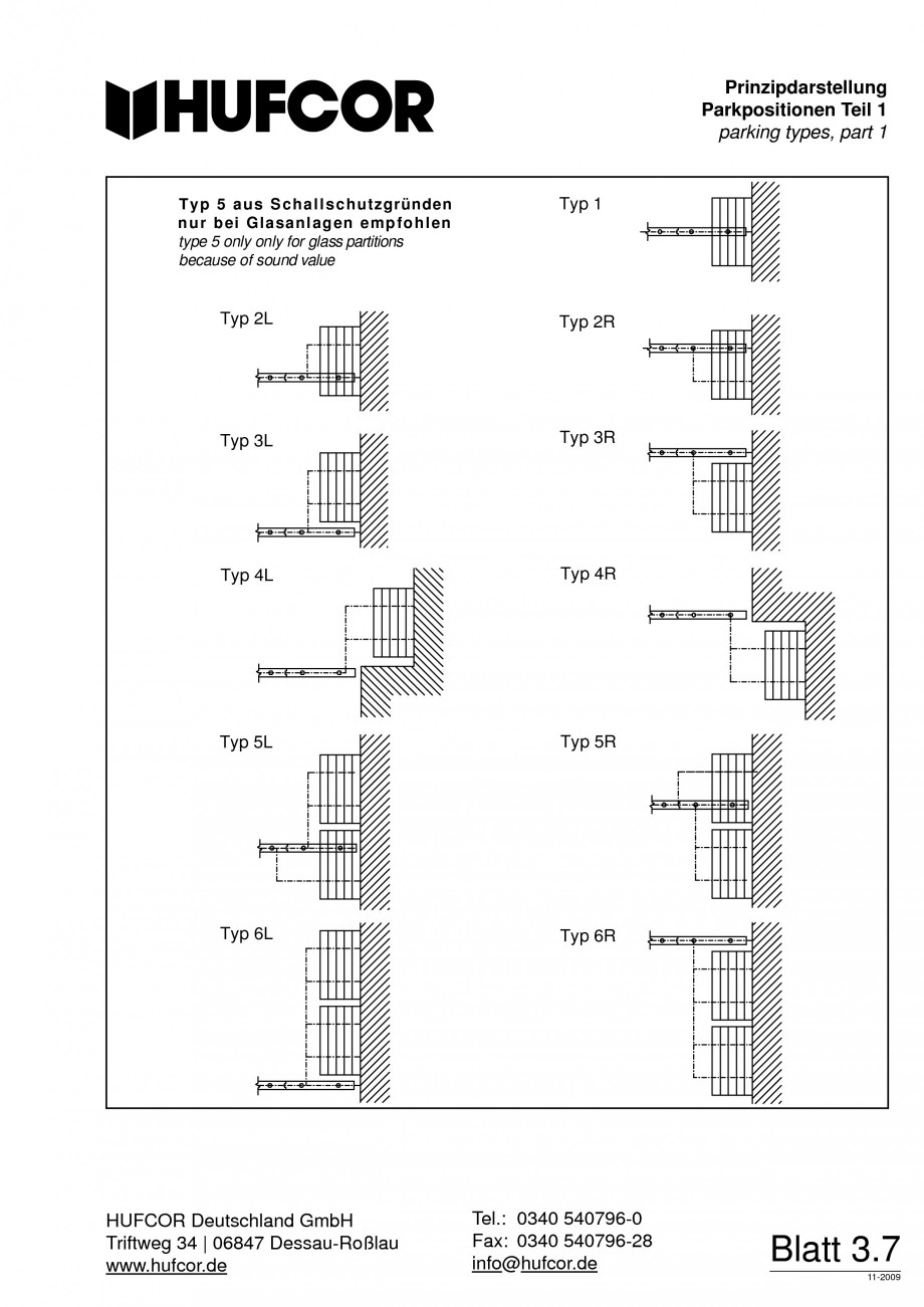 Pagina 64-Pereti amovibili HUFCOR Fisa tehnica Engleza, Germana ng innenliegendes Akustikvlies Rahmen 16 mm...