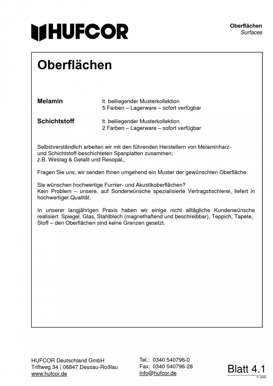 Pagina 70-Pereti amovibili HUFCOR Fisa tehnica Engleza, Germana 
Stoffe

Vermeiden Sie Kratzer, indem Sie die...