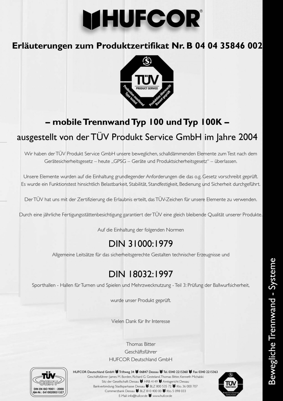 Pagina 81-Pereti amovibili HUFCOR Fisa tehnica Engleza, Germana mmilippen zur Schallentkoppelung in...