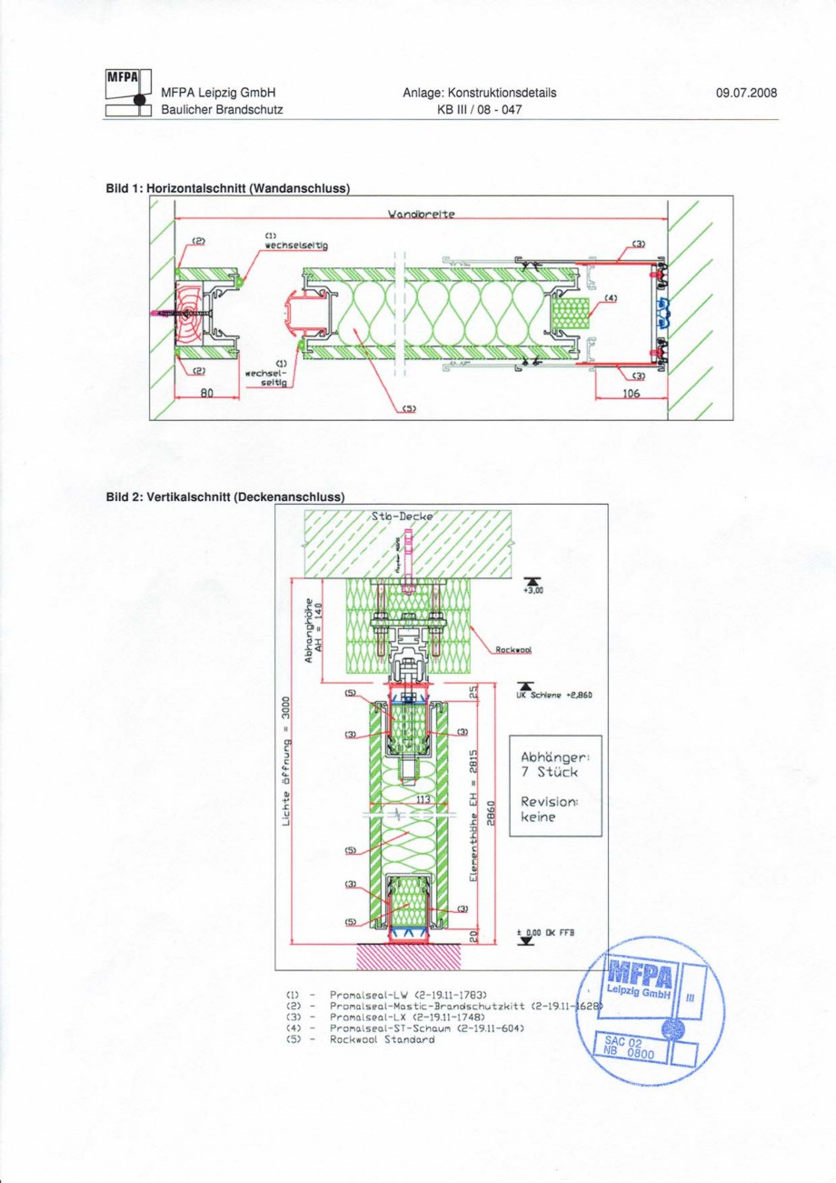 Pagina 87-Pereti amovibili HUFCOR Fisa tehnica Engleza, Germana der Schienen mit der Abhängung. am Boden:...