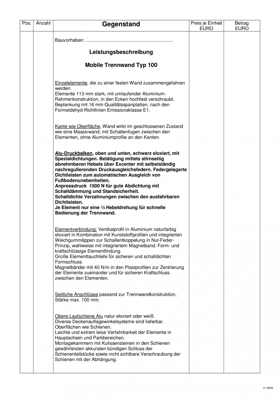 Pagina 99-Pereti amovibili HUFCOR Fisa tehnica Engleza, Germana 