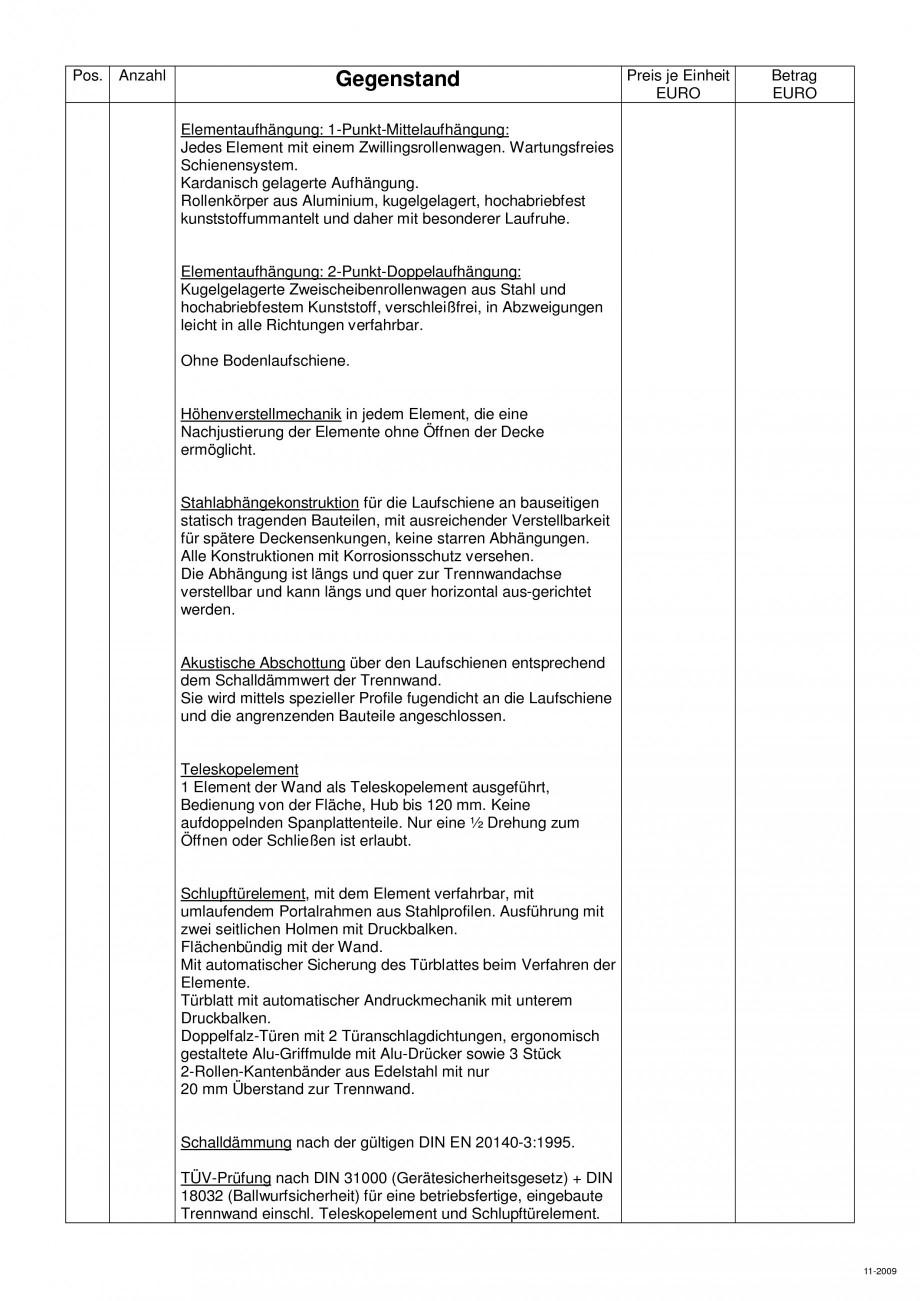 Pagina 100-Pereti amovibili HUFCOR Fisa tehnica Engleza, Germana 