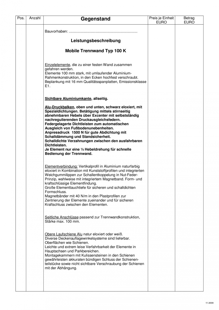 Pagina 102-Pereti amovibili HUFCOR Fisa tehnica Engleza, Germana 