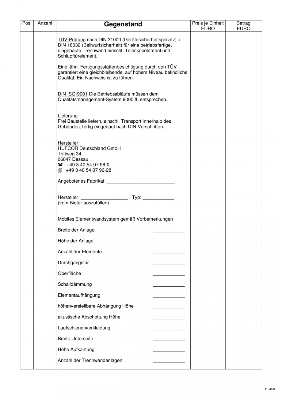 Pagina 104-Pereti amovibili HUFCOR Fisa tehnica Engleza, Germana 