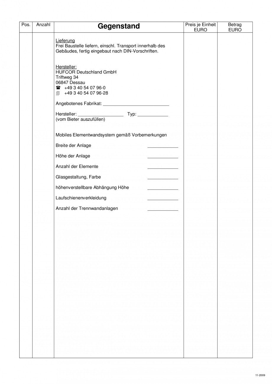 Pagina 107-Pereti amovibili HUFCOR Fisa tehnica Engleza, Germana 