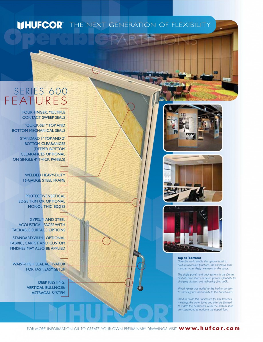 Pagina 8-Caracteristicile tehnice pentru peretii amovibili  HUFCOR Fisa tehnica Engleza 

NEW!

Vertical Lift...