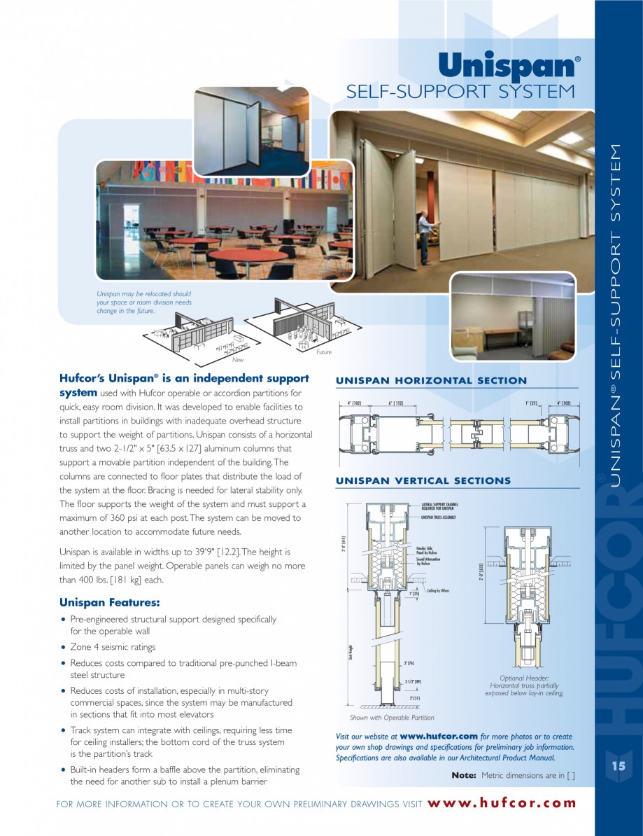 Pagina 15-Caracteristicile tehnice pentru peretii amovibili  HUFCOR Fisa tehnica Engleza l be of tongue and...