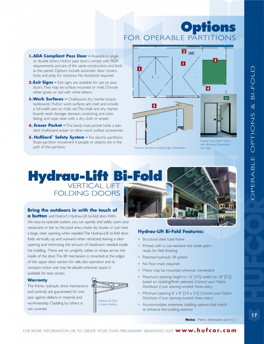 Pagina 17-Caracteristicile tehnice pentru peretii amovibili  HUFCOR Fisa tehnica Engleza  if the leading...