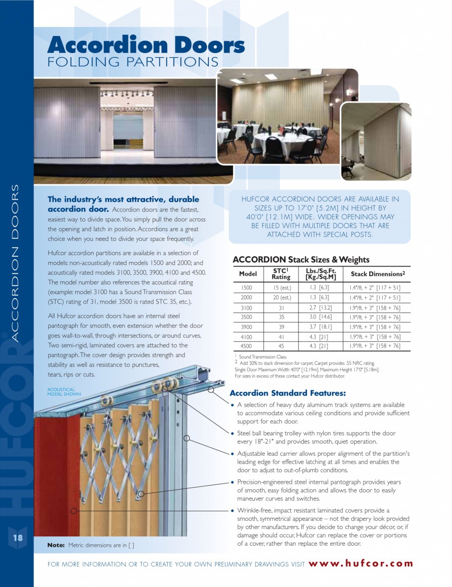 Pagina 18-Caracteristicile tehnice pentru peretii amovibili  HUFCOR Fisa tehnica Engleza ONTAL SECTIONS
6-5/8