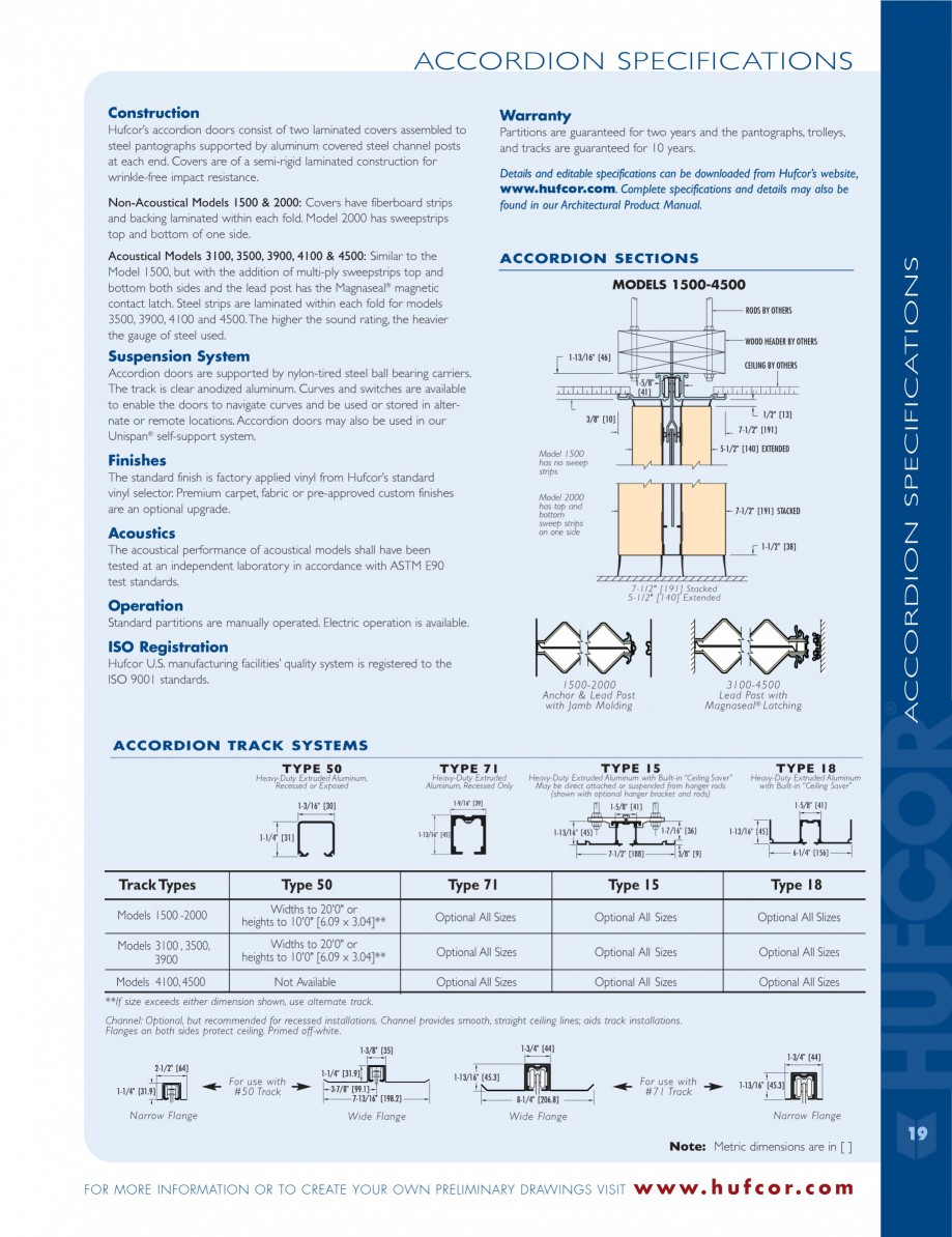 Pagina 19 - Caracteristicile tehnice pentru peretii amovibili  HUFCOR Fisa tehnica Engleza INGLE 4