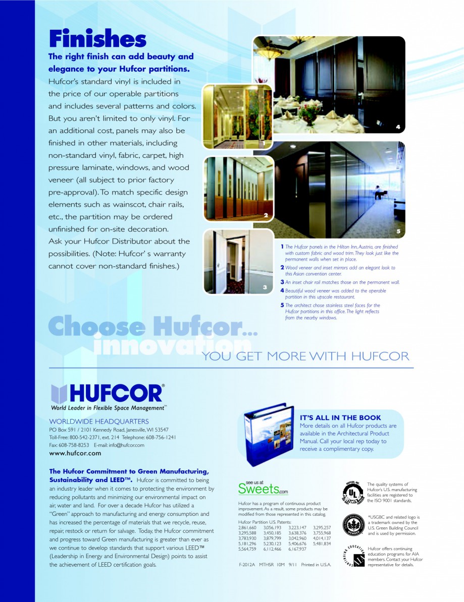 Pagina 20-Caracteristicile tehnice pentru peretii amovibili  HUFCOR Fisa tehnica Engleza WN PRELIMINARY...