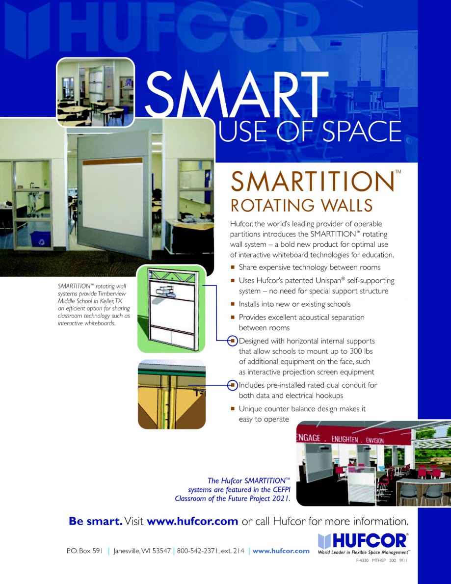 Pagina 1-Pereti amovibili rotativi HUFCOR Catalog, brosura Engleza SMARTSPACE USE OF
™

SMARTITION
ROTATING...